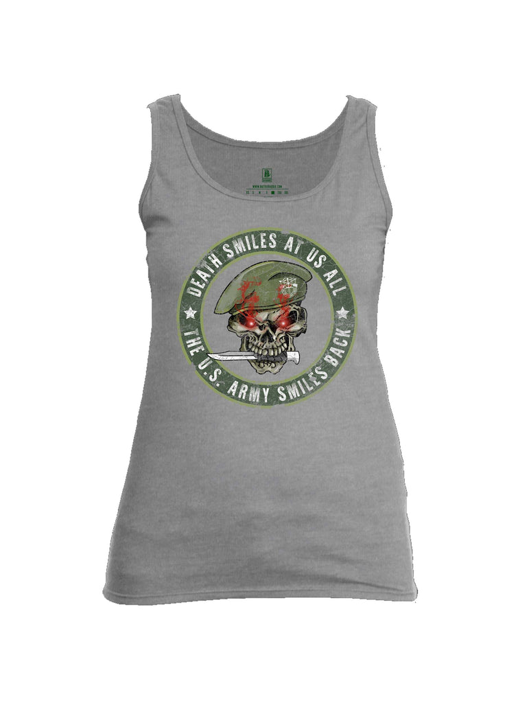 Battleraddle Death Smiles At Us All The US Army Smiles Back Womens Cotton Tank Top
