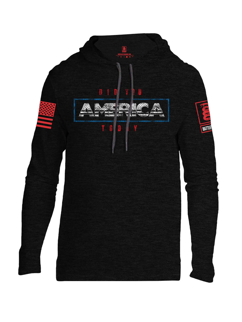 Battleraddle Did You America Today Red Sleeve Print Mens Thin Cotton Lightweight Hoodie