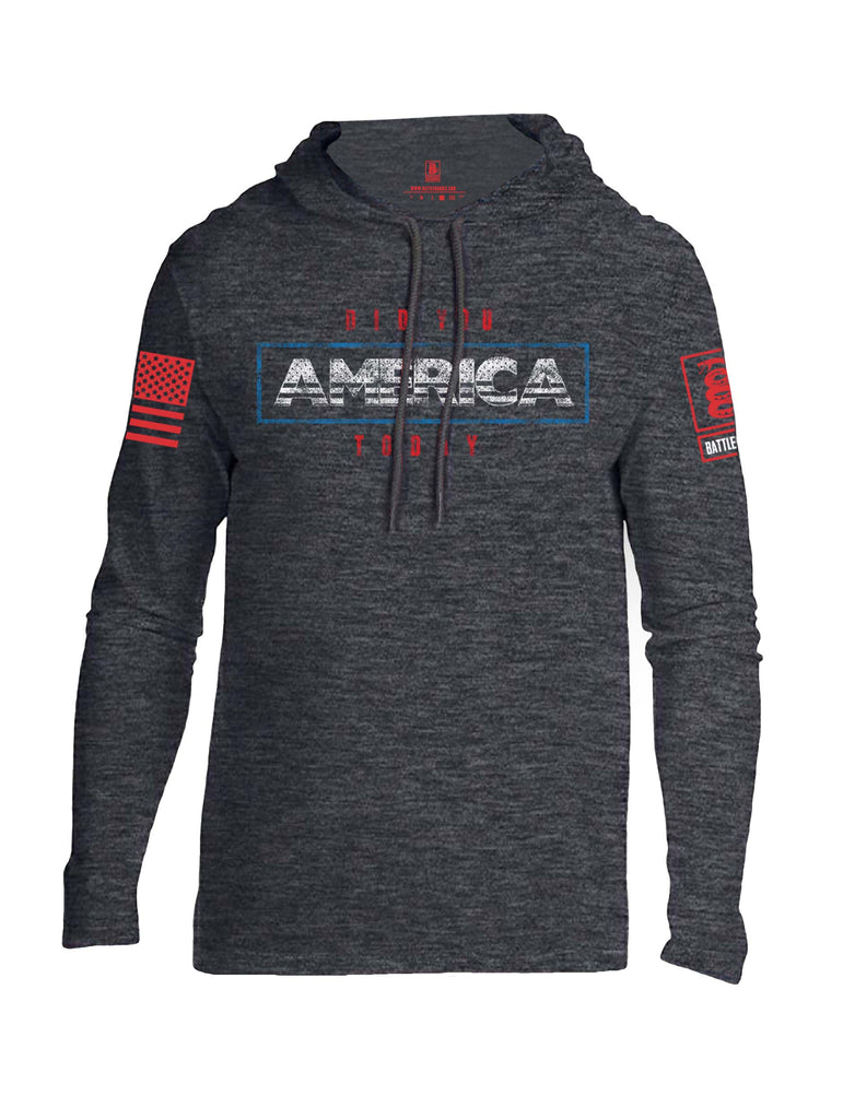 Battleraddle Did You America Today Red Sleeve Print Mens Thin Cotton Lightweight Hoodie