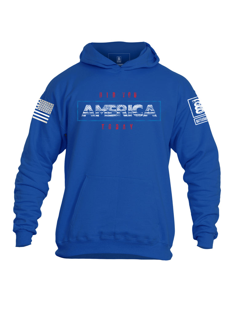 Battleraddle Did You America Today White Sleeves Uni Cotton Blended Hoodie With Pockets