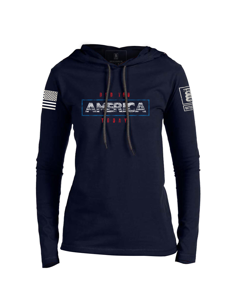 Battleraddle Did You America Today V2 Womens Thin Cotton Lightweight Hoodie