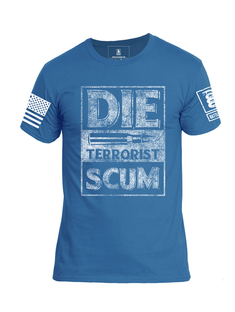 Battleraddle Die Terrorist Scum White Sleeve Print Mens Cotton Crew Neck T Shirt
