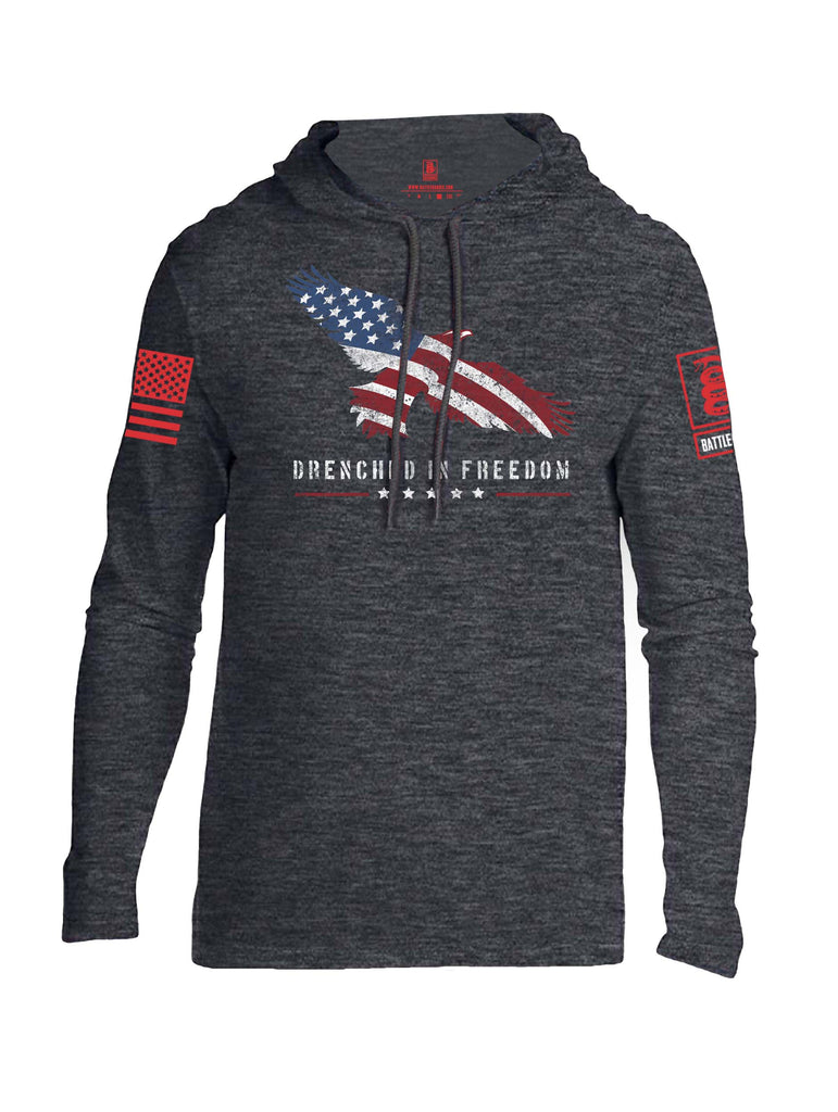 Battleraddle Drenched In Freedom Red Sleeve Print Mens Thin Cotton Lightweight Hoodie