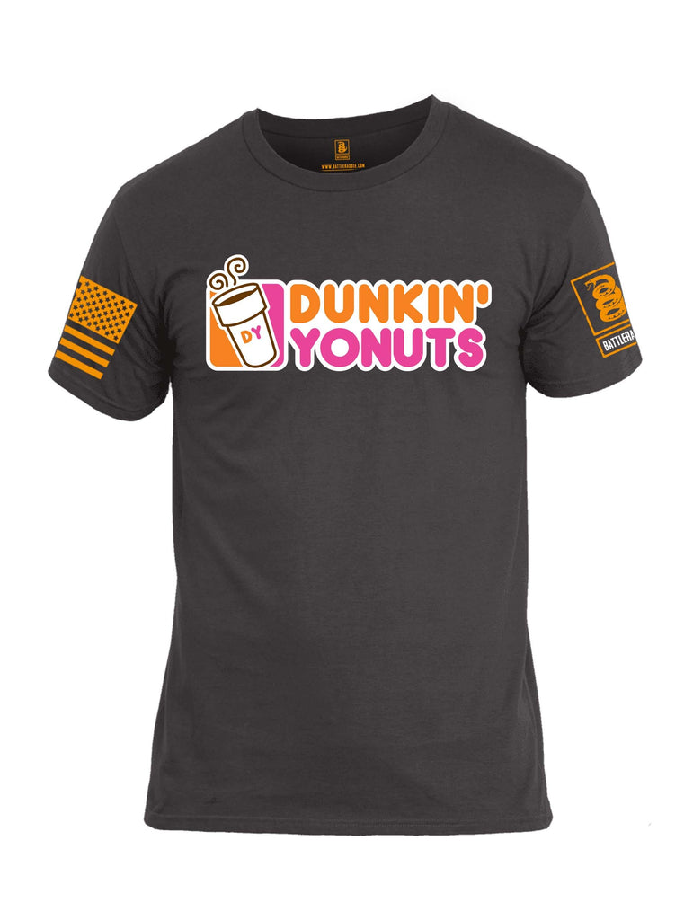 Battleraddle Dunkin Yonuts Orange Sleeve Print Mens Cotton Crew Neck T Shirt