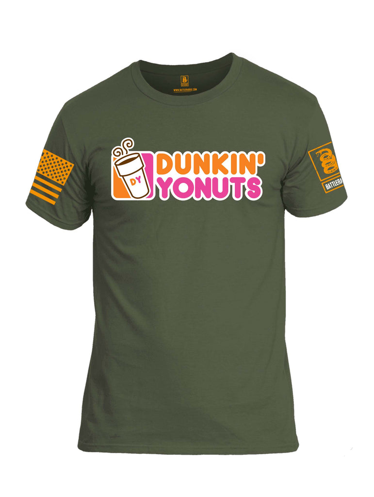 Battleraddle Dunkin Yonuts Orange Sleeve Print Mens Cotton Crew Neck T Shirt