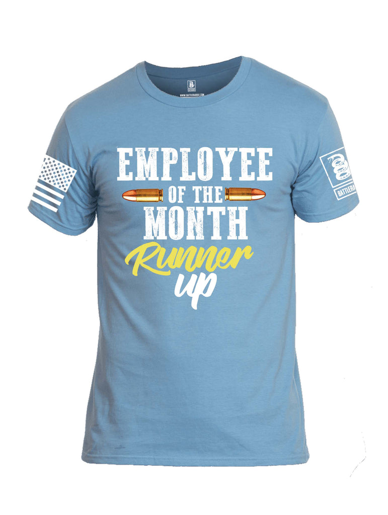 Battleraddle Employee Of The Month Runner Up White Sleeve Print Mens Cotton Crew Neck T Shirt