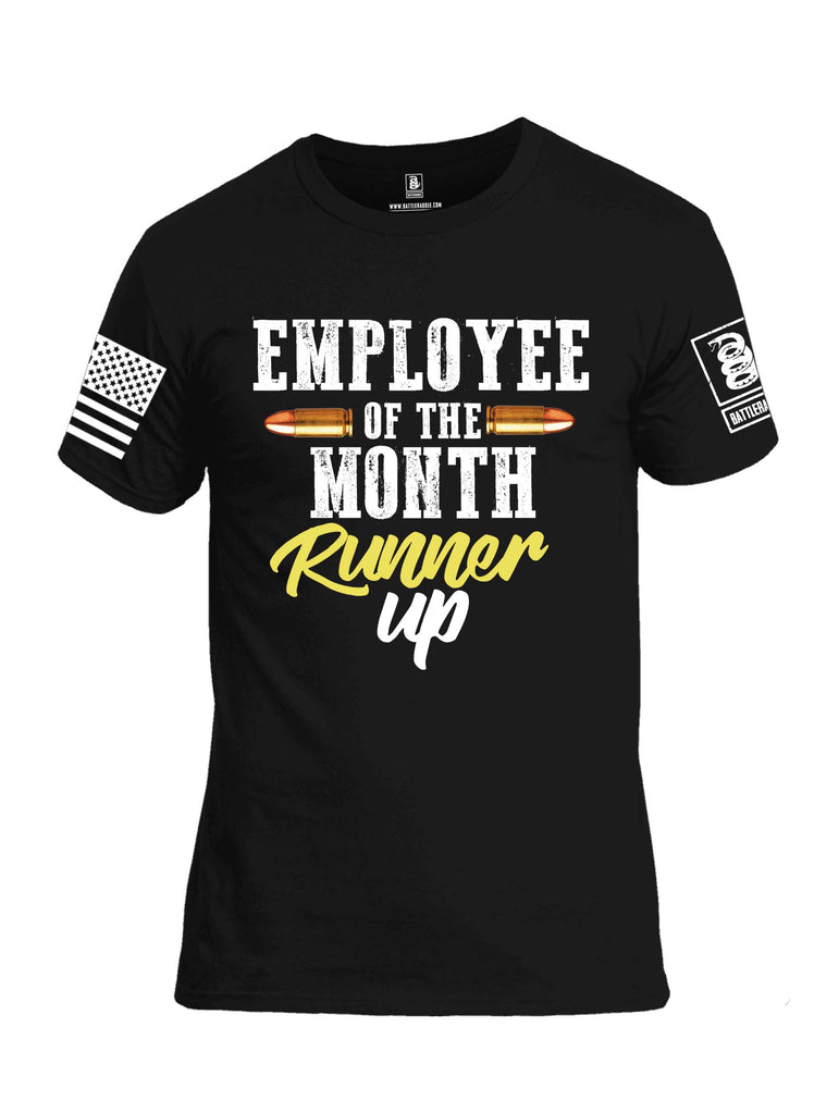 Battleraddle Employee Of The Month Runner Up White Sleeve Print Mens Cotton Crew Neck T Shirt