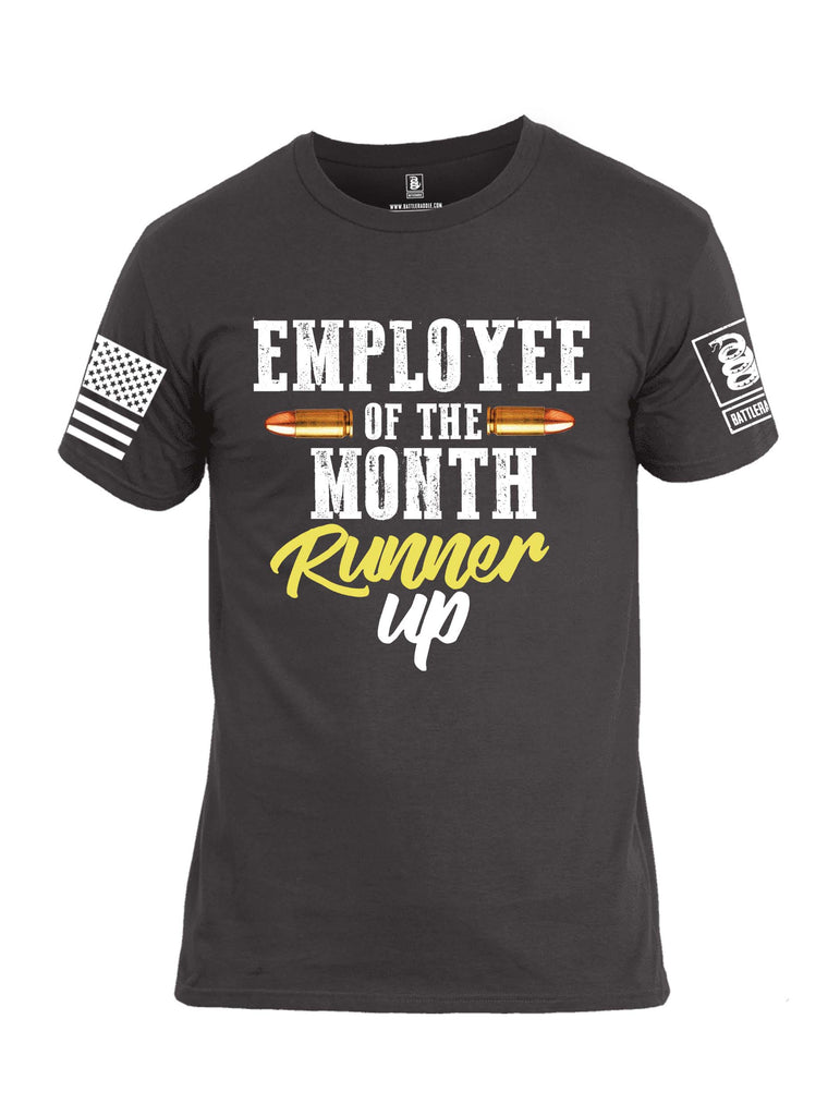 Battleraddle Employee Of The Month Runner Up White Sleeve Print Mens Cotton Crew Neck T Shirt