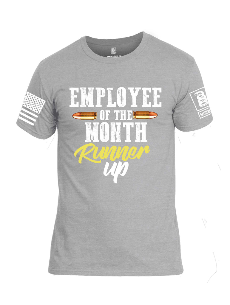 Battleraddle Employee Of The Month Runner Up White Sleeve Print Mens Cotton Crew Neck T Shirt