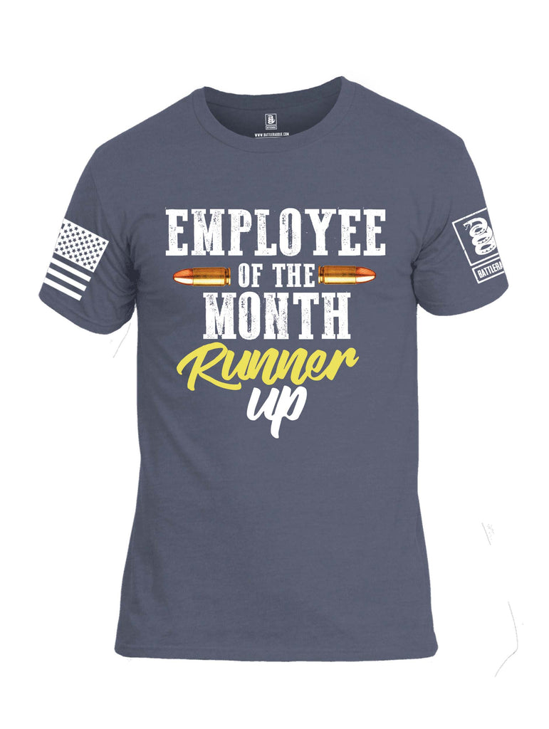 Battleraddle Employee Of The Month Runner Up White Sleeve Print Mens Cotton Crew Neck T Shirt