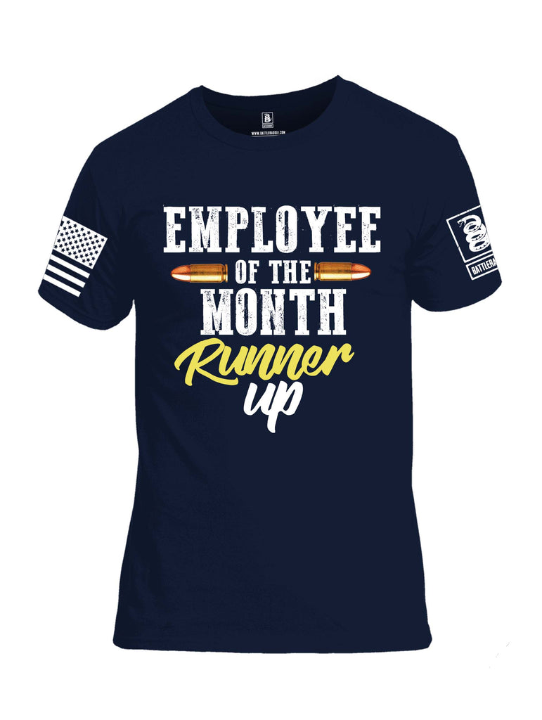 Battleraddle Employee Of The Month Runner Up White Sleeve Print Mens Cotton Crew Neck T Shirt