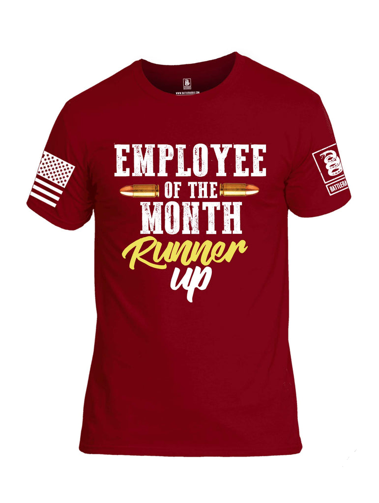 Battleraddle Employee Of The Month Runner Up White Sleeve Print Mens Cotton Crew Neck T Shirt