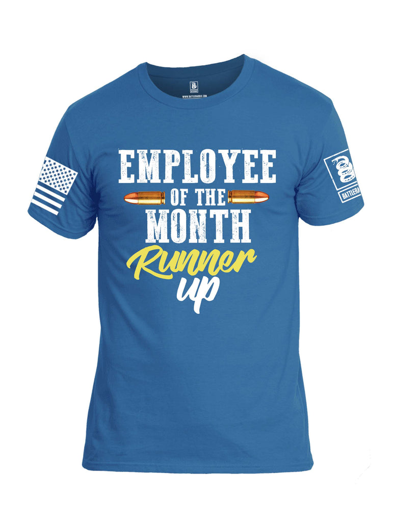 Battleraddle Employee Of The Month Runner Up White Sleeve Print Mens Cotton Crew Neck T Shirt