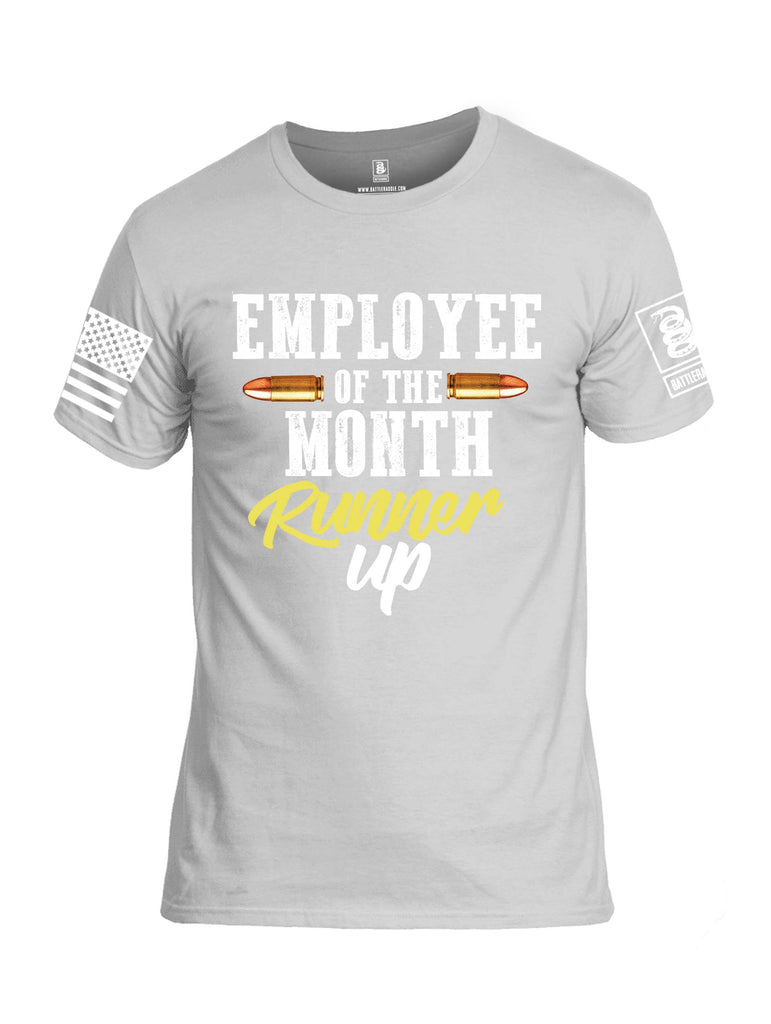 Battleraddle Employee Of The Month Runner Up White Sleeve Print Mens Cotton Crew Neck T Shirt