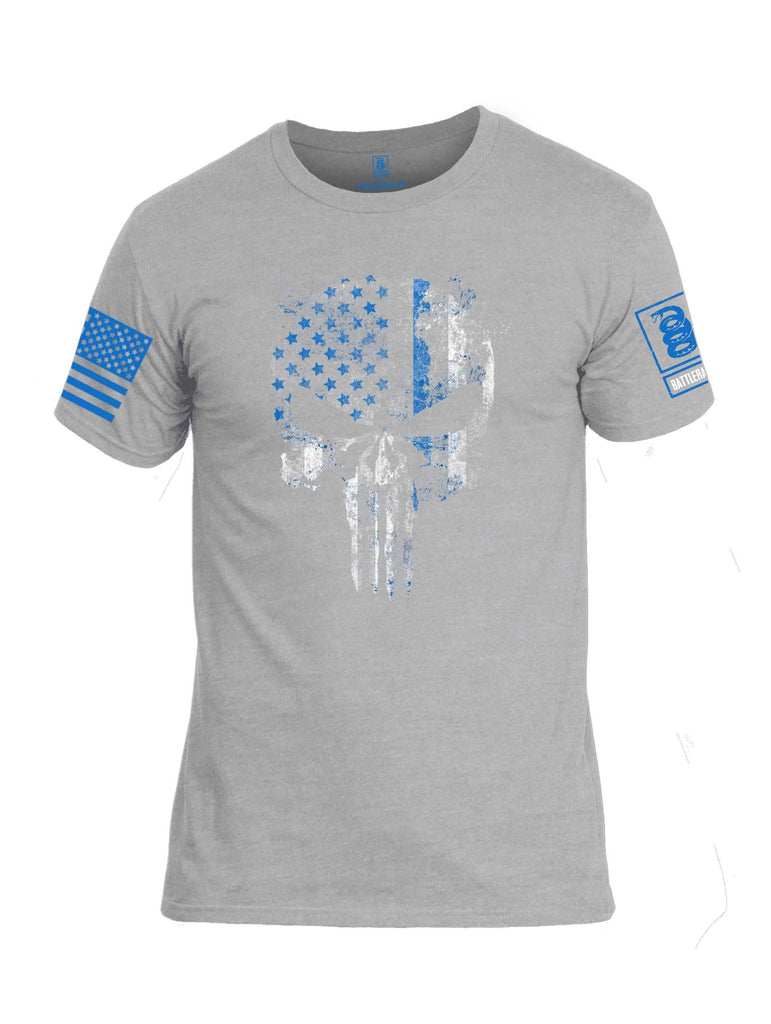 Battleraddle Expounder Thin Blue Line Blue Sleeve Print Mens Cotton Crew Neck T Shirt shirt|custom|veterans|Apparel-Mens T Shirt-cotton