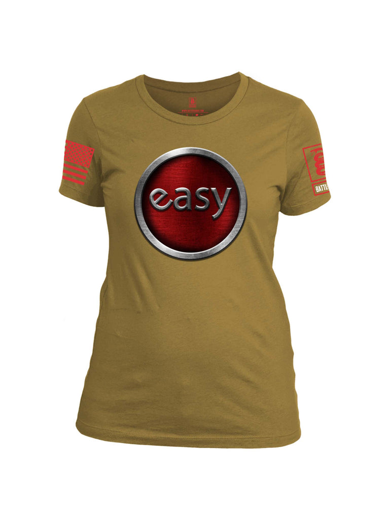 Battleraddle Easy Red Sleeve Print Womens Cotton Crew Neck T Shirt