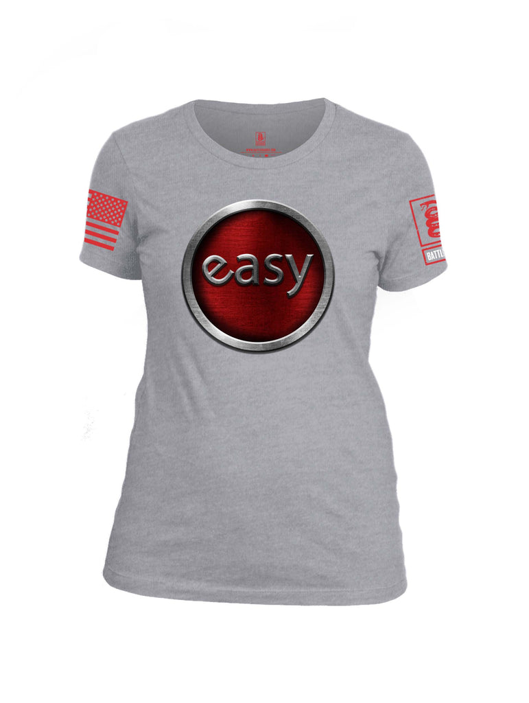 Battleraddle Easy Red Sleeve Print Womens Cotton Crew Neck T Shirt