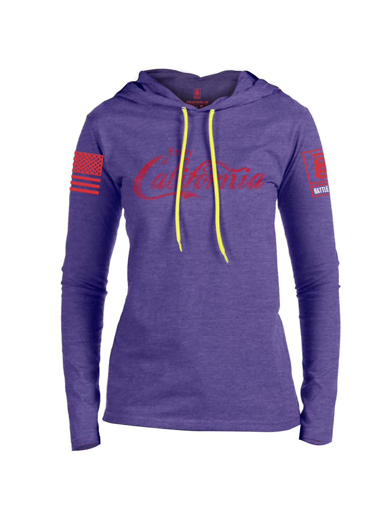 Battleraddle Enjoy California Red Sleeve Print Womens Thin Cotton Lightweight Hoodie
