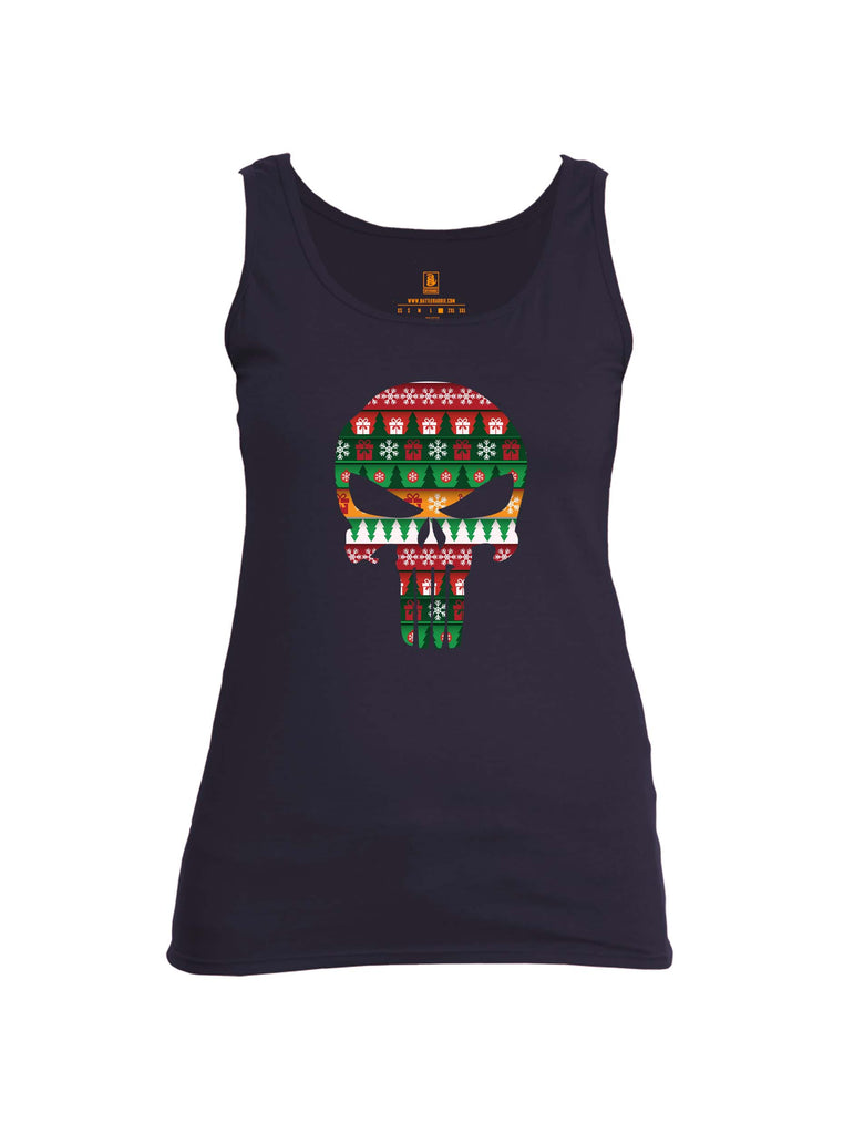 Battleraddle Expounder Skull Christmas Holiday Ugly Womens Cotton Tank Top