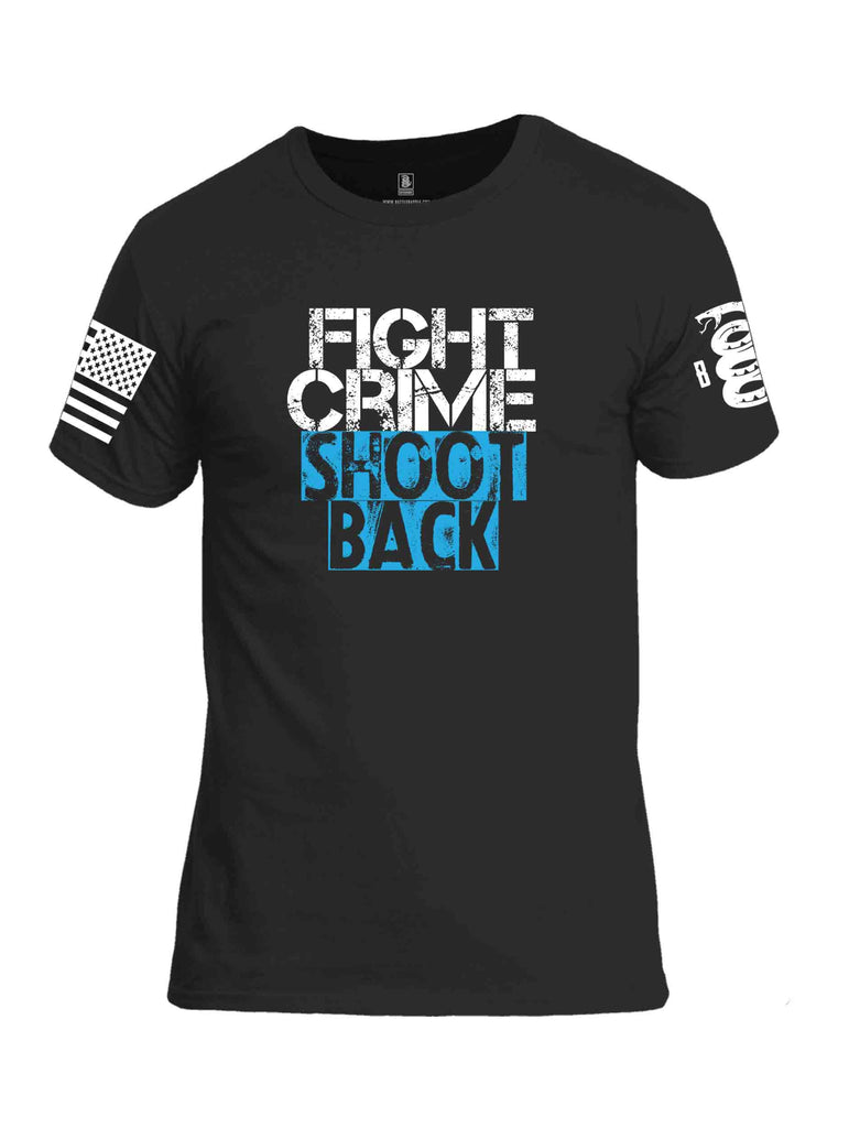 Battleraddle Fight Crime Shoot Back White Sleeve Print Mens Cotton Crew Neck T Shirt