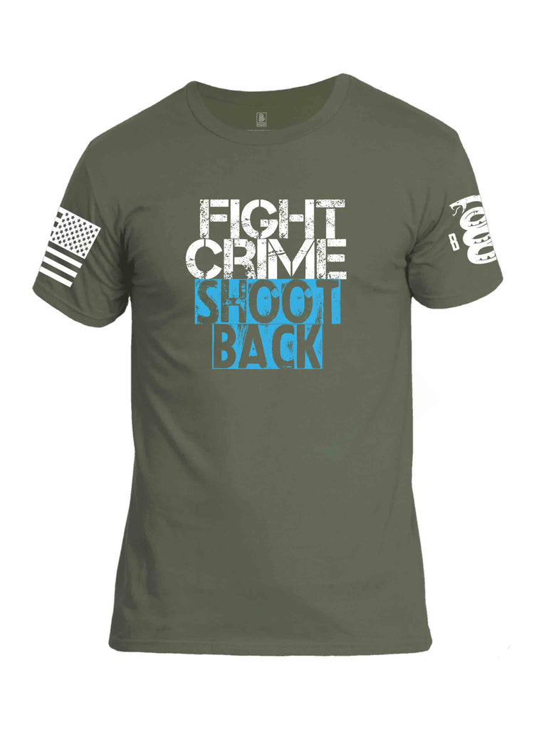 Battleraddle Fight Crime Shoot Back White Sleeve Print Mens Cotton Crew Neck T Shirt