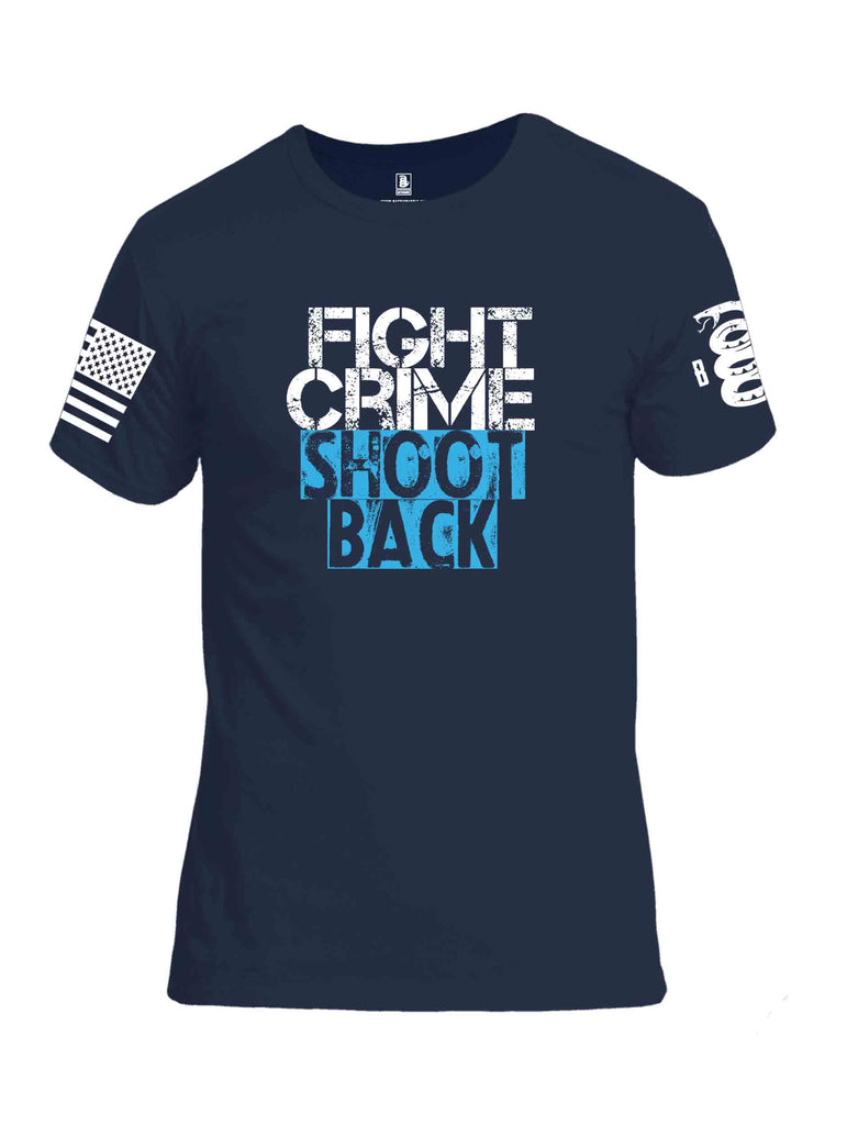 Battleraddle Fight Crime Shoot Back White Sleeve Print Mens Cotton Crew Neck T Shirt