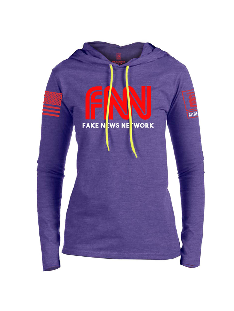 Battleraddle FNN Fake News Network Red Sleeve Print Womens Thin Cotton Lightweight Hoodie