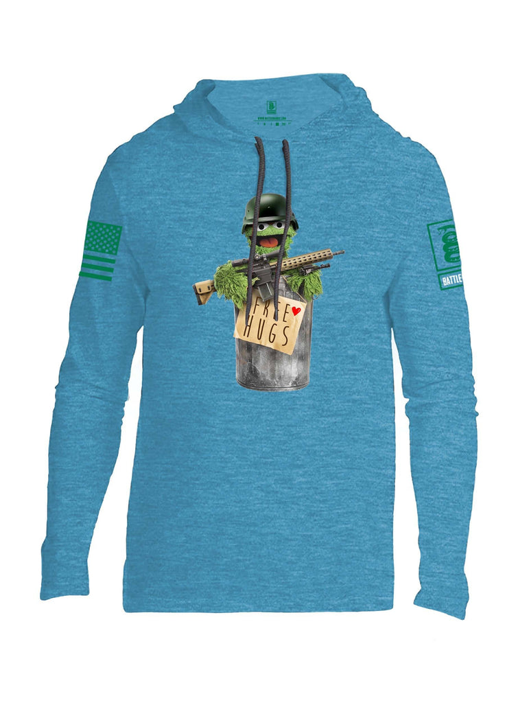 Battleraddle Grouchy Free Hugs Green Sleeve Print Mens Thin Cotton Lightweight Hoodie shirt|custom|veterans|Apparel-Mens Hoodie-Cotton