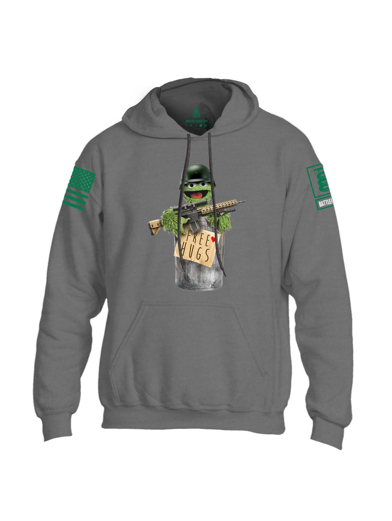 Battleraddle Grouchy Free Hugs Green Sleeve Print Mens Blended Hoodie With Pockets shirt|custom|veterans|Apparel-Mens Hoodies-Cotton/Dryfit Blend