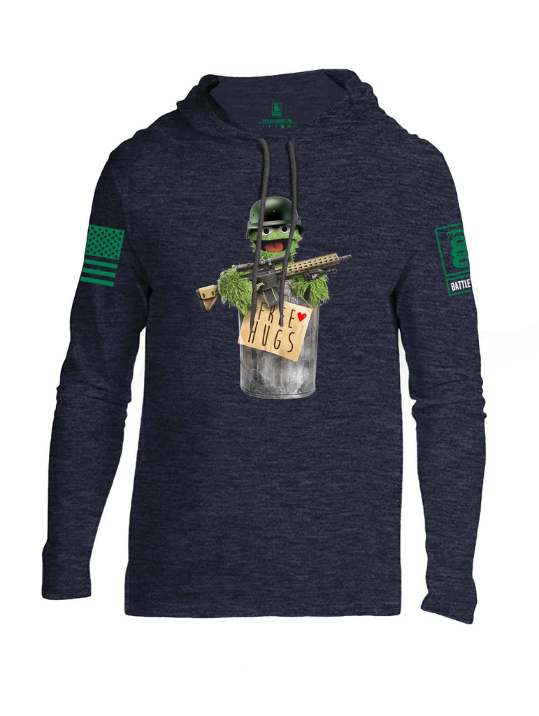 Battleraddle Grouchy Free Hugs Green Sleeve Print Mens Thin Cotton Lightweight Hoodie shirt|custom|veterans|Apparel-Mens Hoodie-Cotton