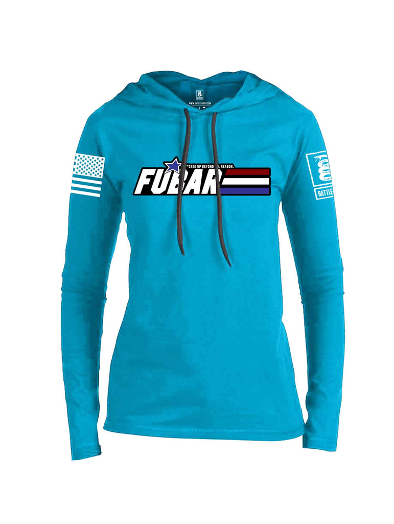 Battleraddle FUBAR White Sleeve Print Womens Thin Cotton Lightweight Hoodie