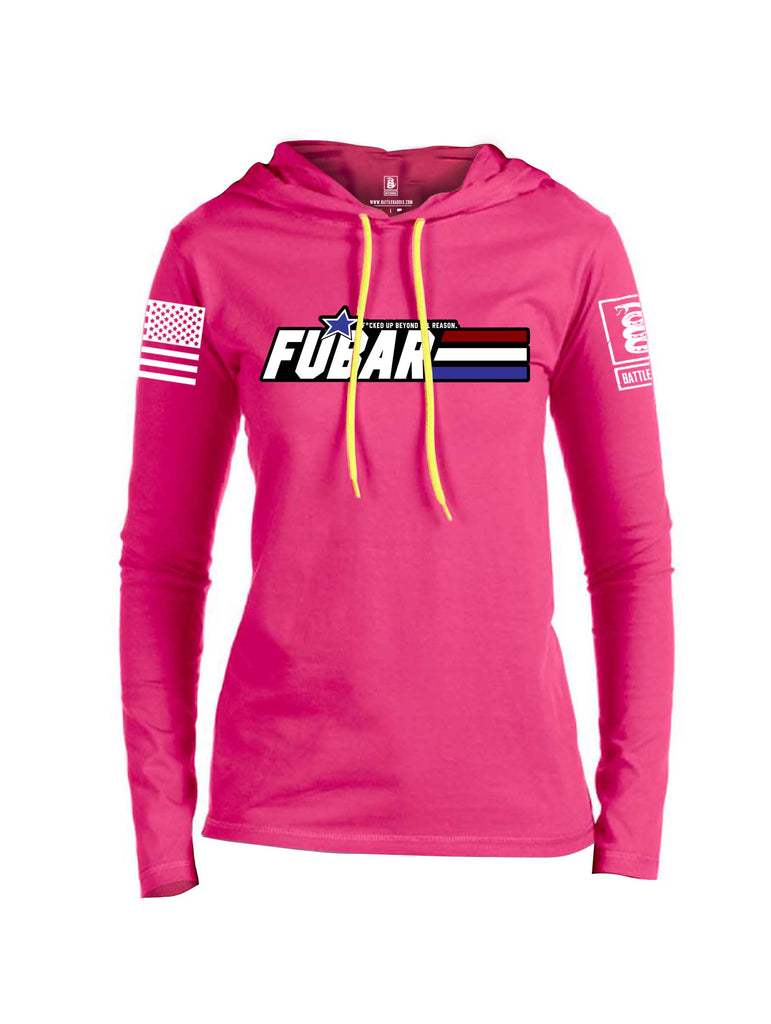 Battleraddle FUBAR White Sleeve Print Womens Thin Cotton Lightweight Hoodie