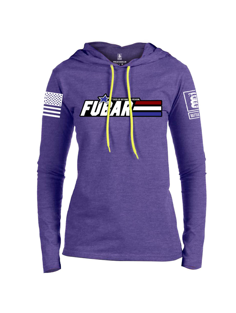 Battleraddle FUBAR White Sleeve Print Womens Thin Cotton Lightweight Hoodie