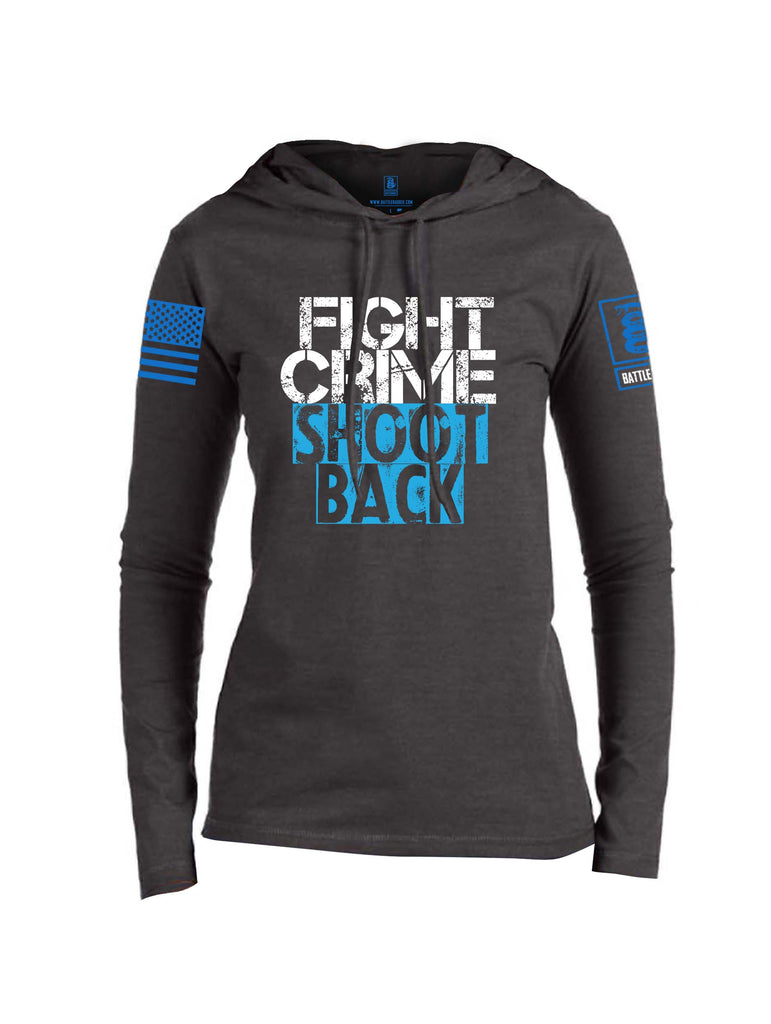 Battleraddle Fight Crime Shoot Back Blue Sleeve Print Womens Thin Cotton Lightweight Hoodie