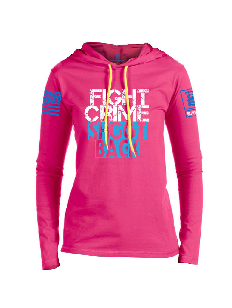 Battleraddle Fight Crime Shoot Back Blue Sleeve Print Womens Thin Cotton Lightweight Hoodie
