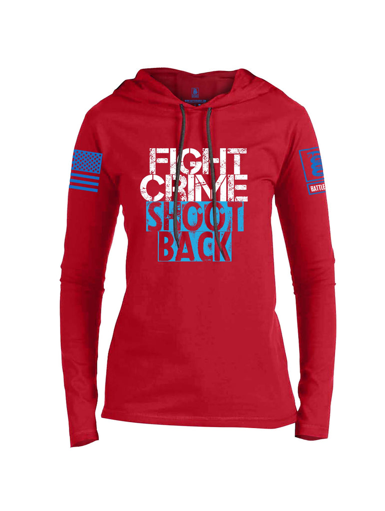 Battleraddle Fight Crime Shoot Back Blue Sleeve Print Womens Thin Cotton Lightweight Hoodie