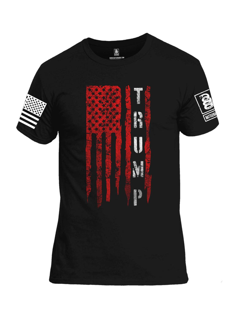 Battleraddle Flag Trump White Sleeve Print Mens Cotton Crew Neck T Shirt shirt|custom|veterans|Apparel-Mens T Shirt-cotton