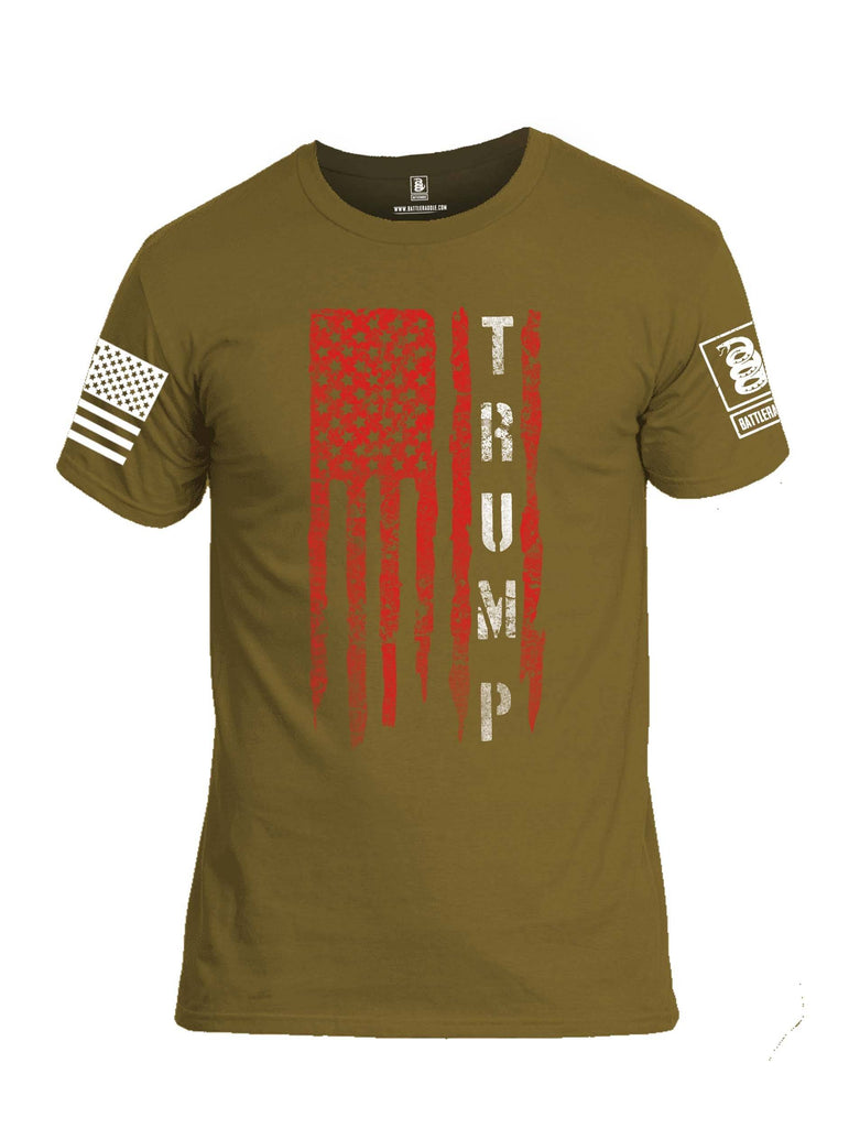 Battleraddle Flag Trump White Sleeve Print Mens Cotton Crew Neck T Shirt shirt|custom|veterans|Apparel-Mens T Shirt-cotton