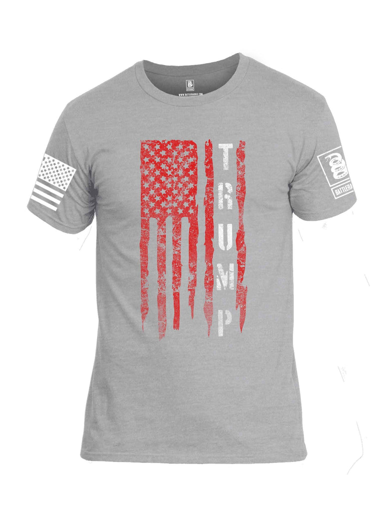 Battleraddle Flag Trump White Sleeve Print Mens Cotton Crew Neck T Shirt shirt|custom|veterans|Apparel-Mens T Shirt-cotton