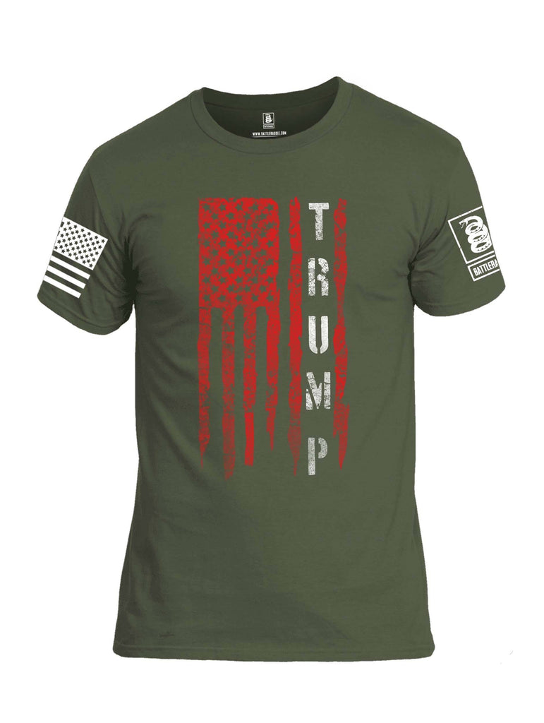 Battleraddle Flag Trump White Sleeve Print Mens Cotton Crew Neck T Shirt shirt|custom|veterans|Apparel-Mens T Shirt-cotton