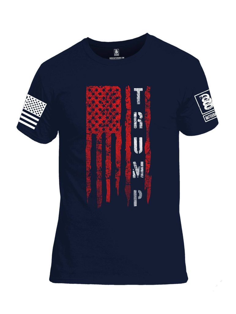 Battleraddle Flag Trump White Sleeve Print Mens Cotton Crew Neck T Shirt shirt|custom|veterans|Apparel-Mens T Shirt-cotton