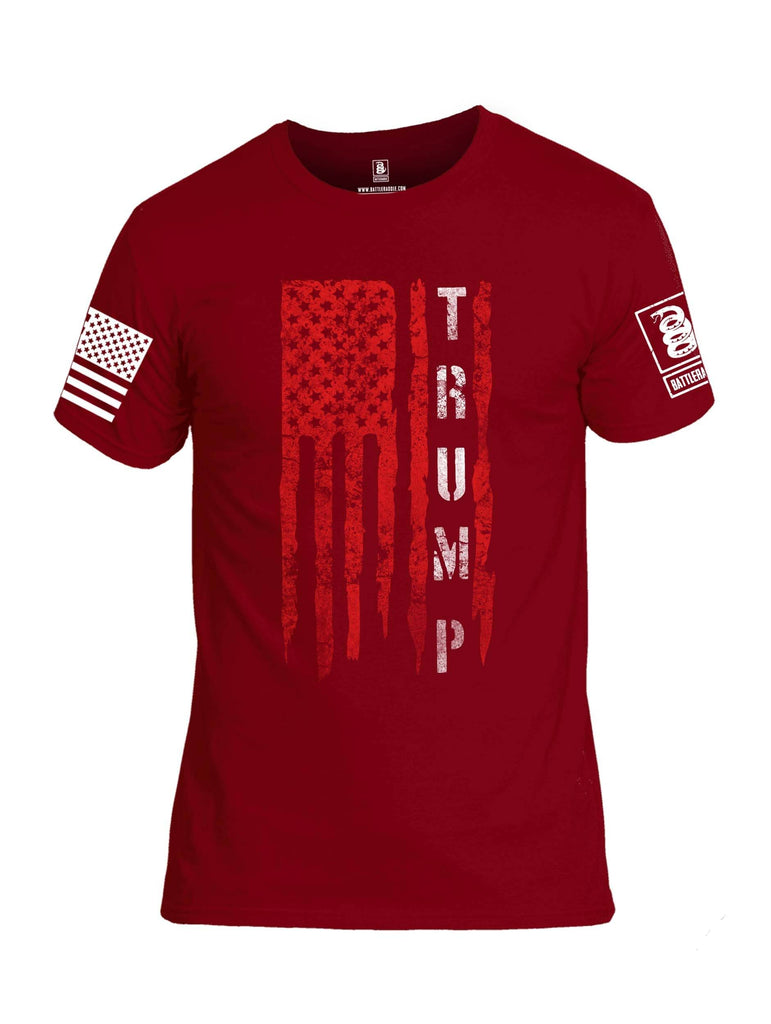 Battleraddle Flag Trump White Sleeve Print Mens Cotton Crew Neck T Shirt shirt|custom|veterans|Apparel-Mens T Shirt-cotton