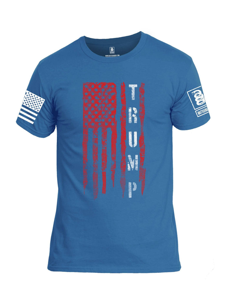 Battleraddle Flag Trump White Sleeve Print Mens Cotton Crew Neck T Shirt shirt|custom|veterans|Apparel-Mens T Shirt-cotton