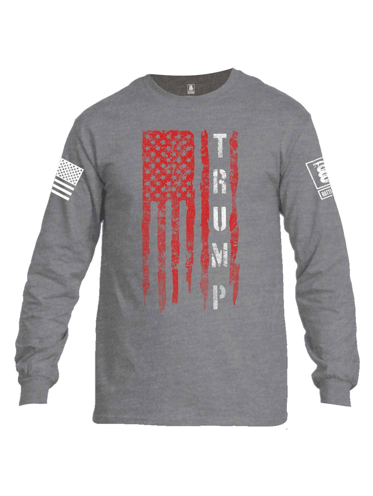 Battleraddle Flag Trump White Sleeve Print Mens Cotton Long Sleeve Crew Neck T Shirt shirt|custom|veterans|Men-Long Sleeves Crewneck Shirt