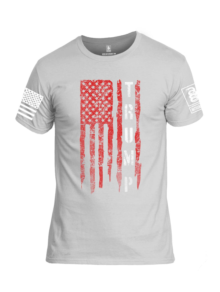 Battleraddle Flag Trump White Sleeve Print Mens Cotton Crew Neck T Shirt shirt|custom|veterans|Apparel-Mens T Shirt-cotton