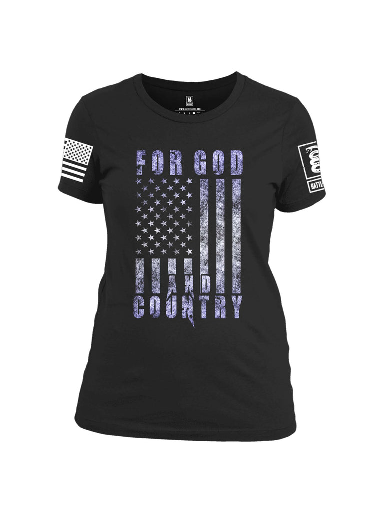 Battleraddle For God And Country White Sleeve Print Womens Cotton Crew Neck T Shirt