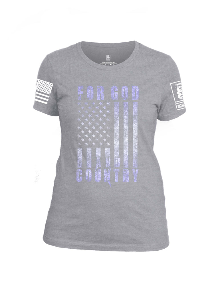 Battleraddle For God And Country White Sleeve Print Womens Cotton Crew Neck T Shirt