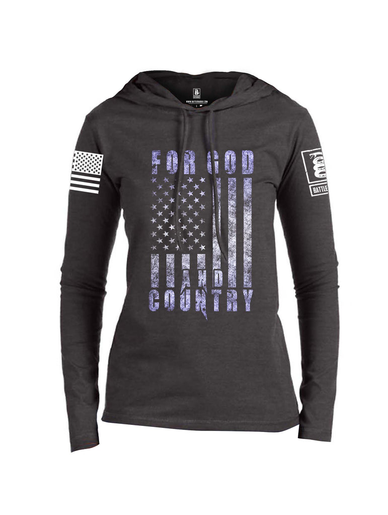 Battleraddle For God And Country White Sleeve Print Womens Thin Cotton Lightweight Hoodie