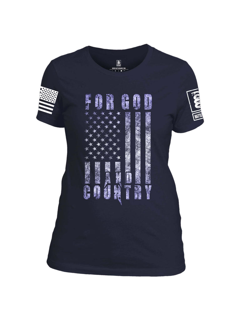 Battleraddle For God And Country White Sleeve Print Womens Cotton Crew Neck T Shirt