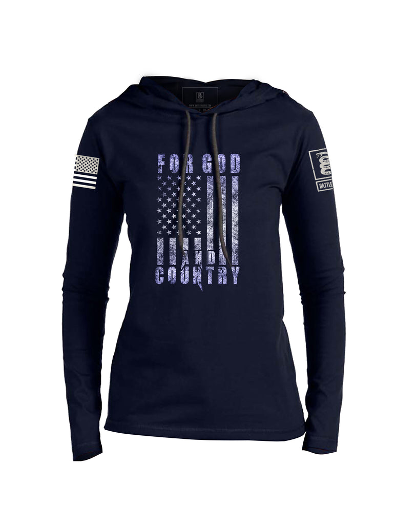 Battleraddle For God And For Country Womens Thin Cotton Lightweight Hoodie